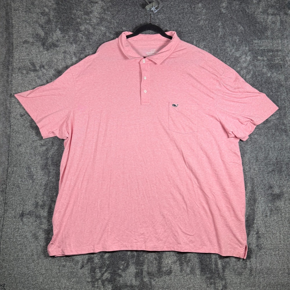 Vineyard Vines Edgartown Polo Pink Heather Short Sleeve Big & Tall 4XB Pocket